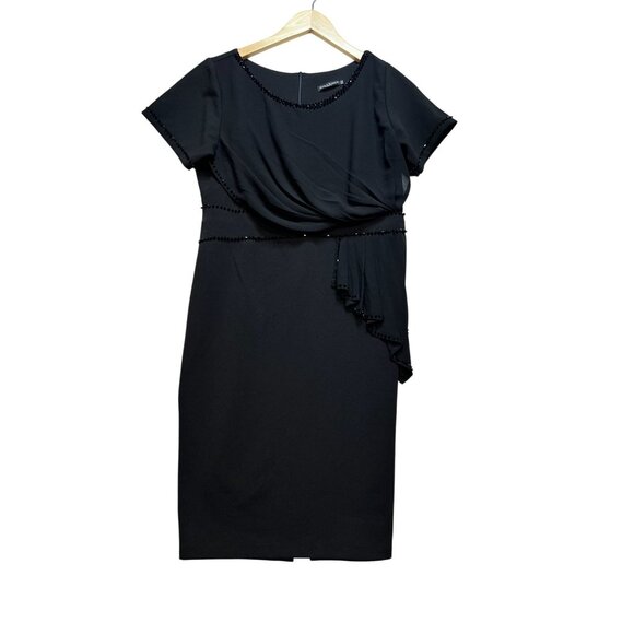 Zara Basic Womens Midi Sheath Dress Size XXL Black Beaded Dress Cocktail - Picture 1 of 11